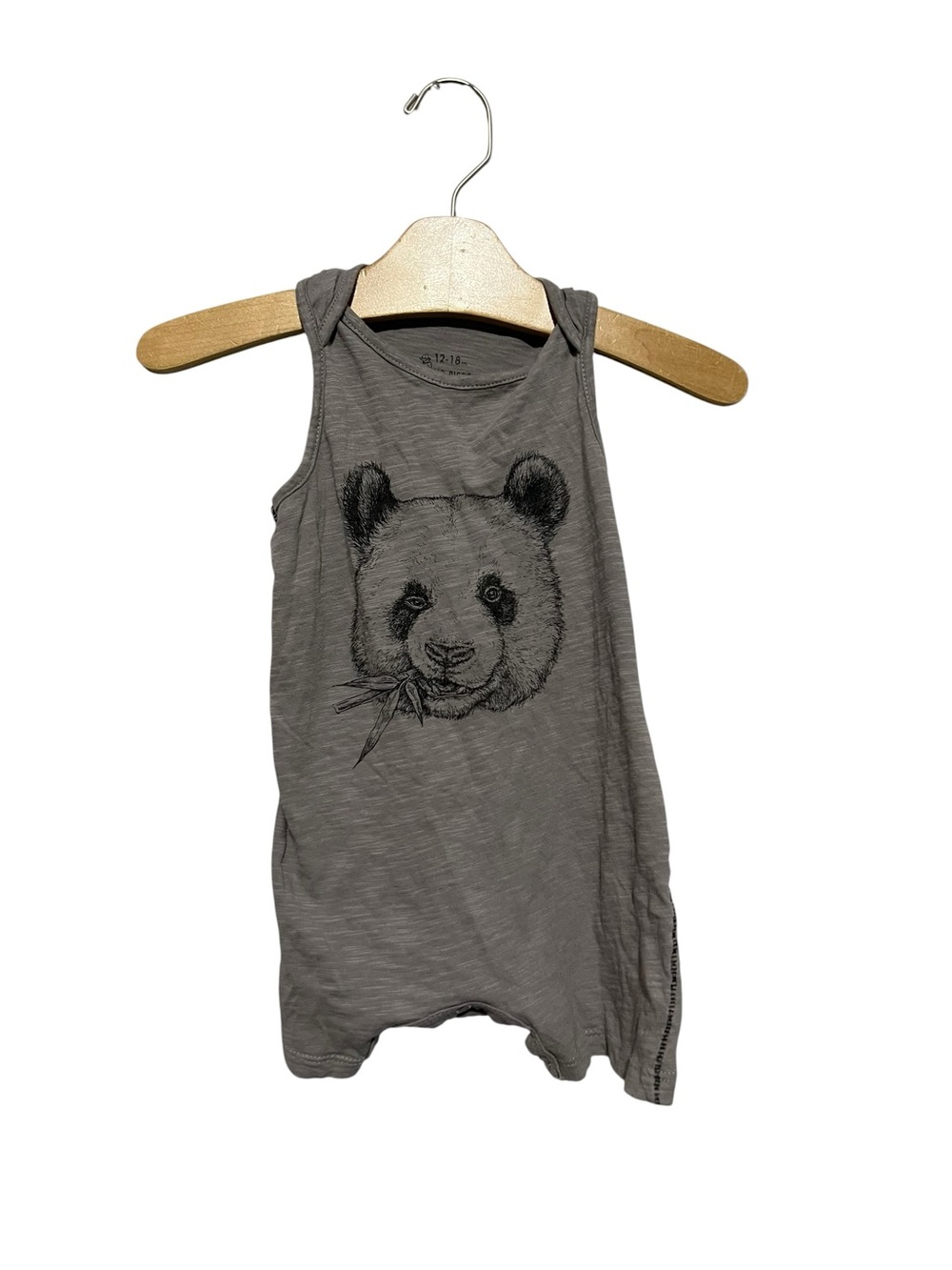 No Biggie Organic Cotton 12-18 Months Panda Graphic Romper